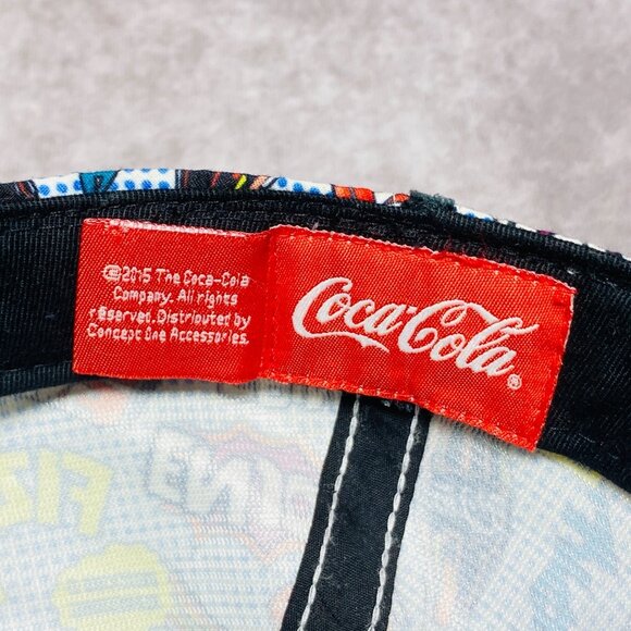 Coca-Cola 2015 Hat Comic Print Colorful Baseball Cap Fitted M/L - Picture 2 of 8